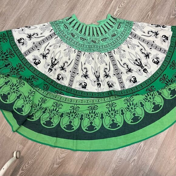 Connection 18 Green Aztec Print Full A-line Skirt Low High Summer Beach Party - Picture 4 of 8